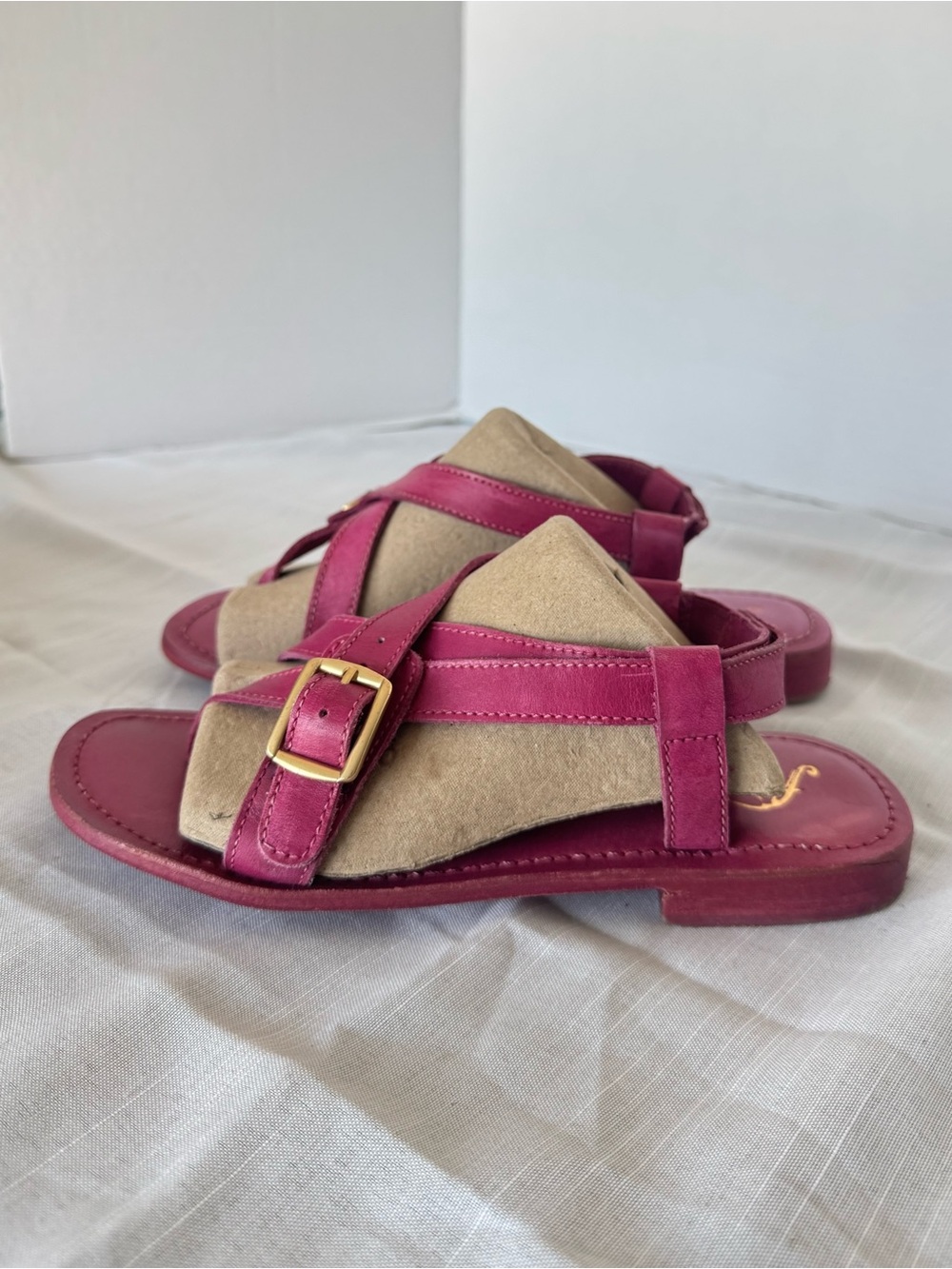 Free People La Risa Raspberry Leather Buckle Adjustable Strap Sandals Size 36/6 - Picture 5 of 9